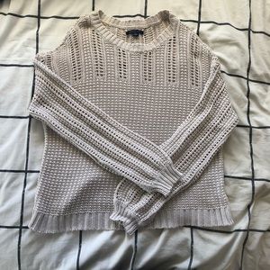 white knit sweater
